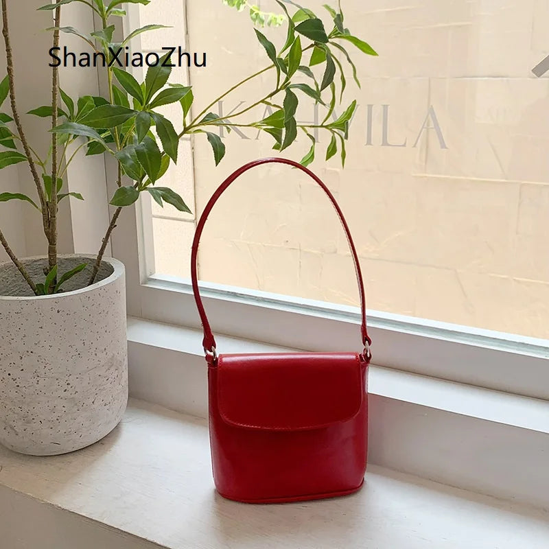 Vintage Leather Small Flap Messenger Bags for Women Shoulder Crossbody