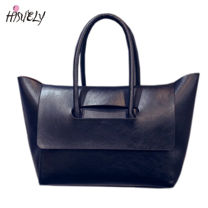Women Tote Bag High Capacity PU Leather Handbags Brown Gray