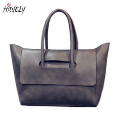 Women Tote Bag High Capacity PU Leather Handbags Brown Gray