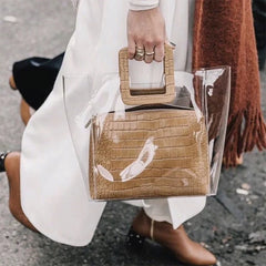 Women Transparent PVC Handbag Sweet Lady Jelly Clear Plastic Beach Bag Tote