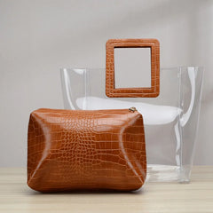 Women Transparent PVC Handbag Sweet Lady Jelly Clear Plastic Beach Bag Tote