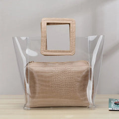 Women Transparent PVC Handbag Sweet Lady Jelly Clear Plastic Beach Bag Tote