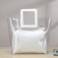 Women Transparent PVC Handbag Sweet Lady Jelly Clear Plastic Beach Bag Tote
