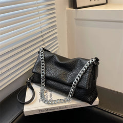 Fashionable Solid Chain Shine Women Bags Party High Capacity Tote Multifunction