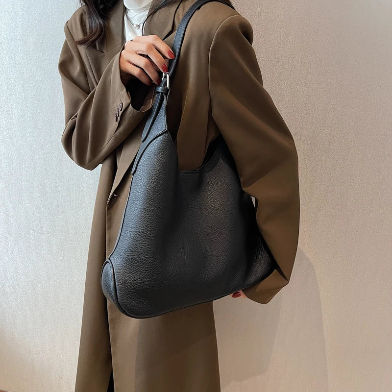 Trendy Women Shoulder Bag PU Leather Casual Tote Handbag Large Capacity