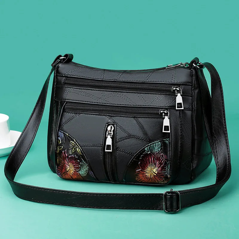Floral PU Leather Women Handbags Cross Body Bag