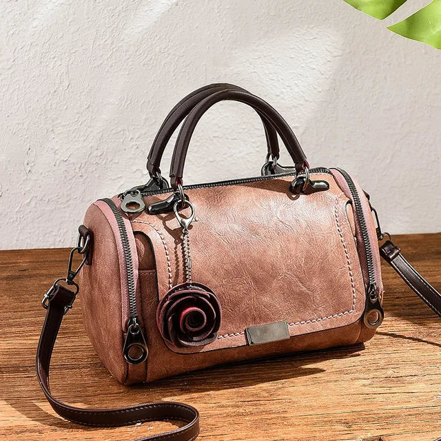 Flowers Pendant Handbag Women's Boston Bags Single Shoulder Bag