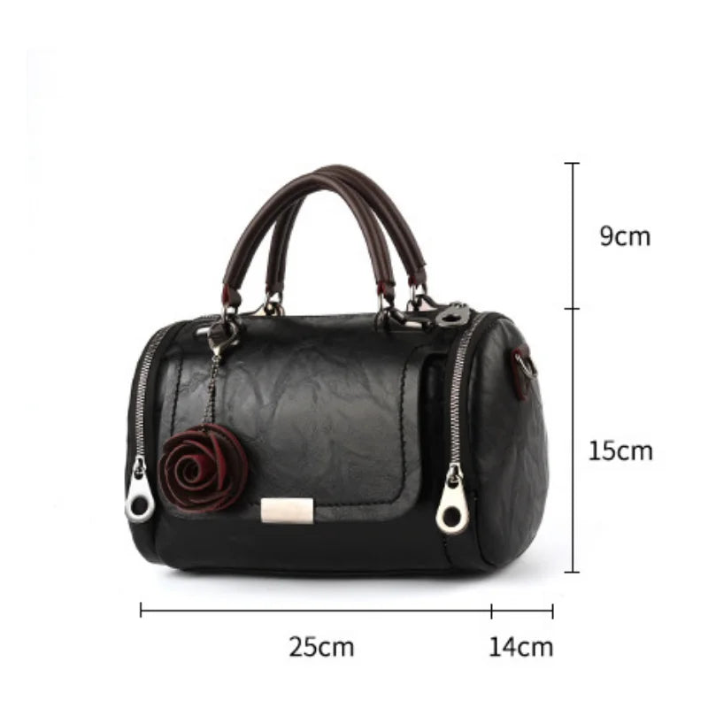 Flowers Pendant Handbag Women's Boston Bags Single Shoulder Bag