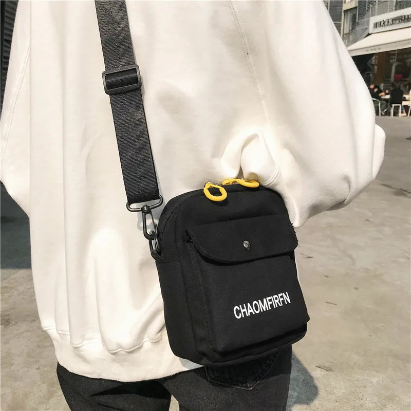 Canvas Shoulder Bag Solid Color Women Messenger Bag Outdoor Casual Crossbody