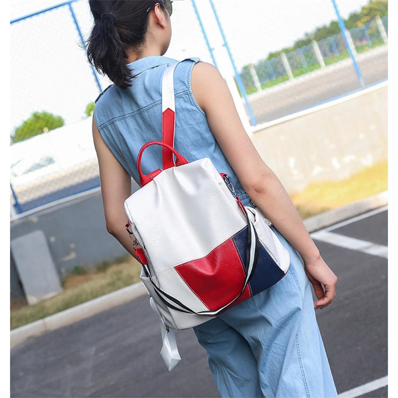 PU Leather Women Backpack Anti-Theft Travel Large School Bags for Teenage Girls