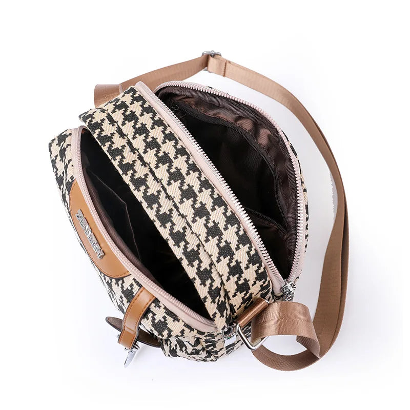 Houndstooth Women Handbags Female Shoulder Bags Lady's Cross Body Casual