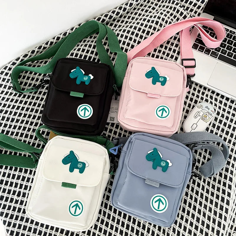 Japanese College Style Messenger Bag Funny Personality Cartoon Running Pony