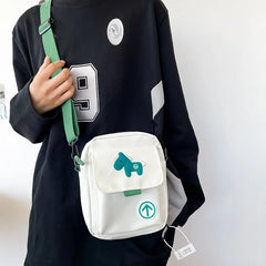 Japanese College Style Messenger Bag Funny Personality Cartoon Running Pony