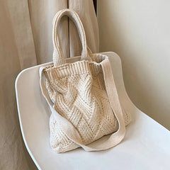Retro Women's Crossbody Bag Knitted Woven Tote Bag