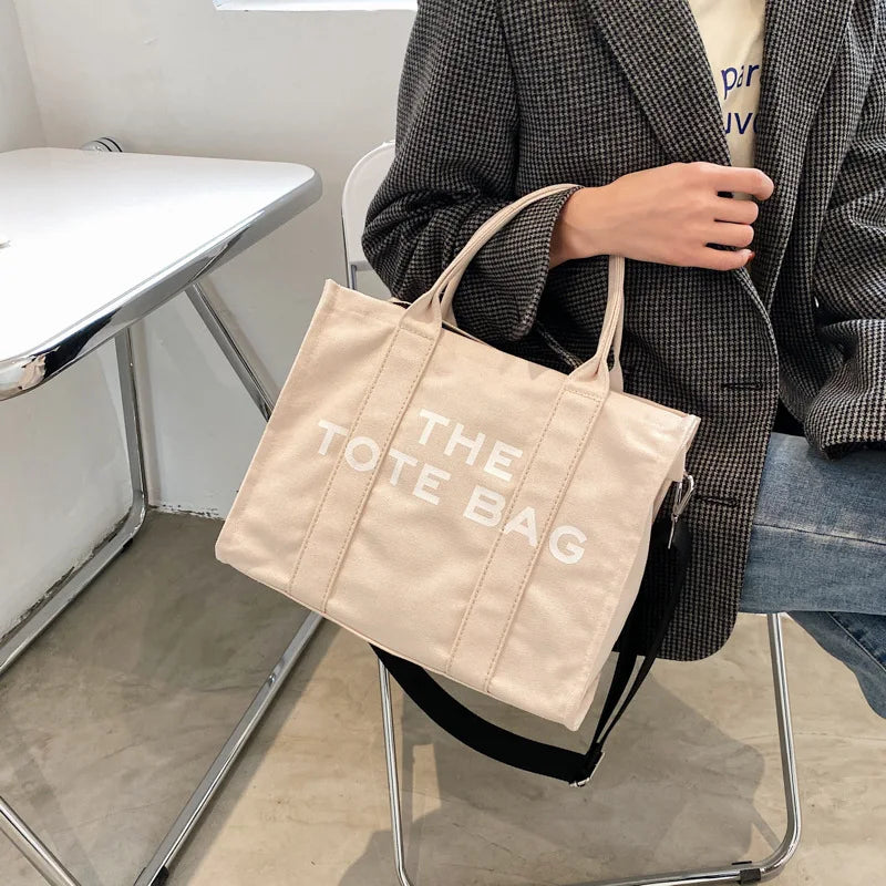 Literary Letters Large Canvas Crossbody Bag for Women