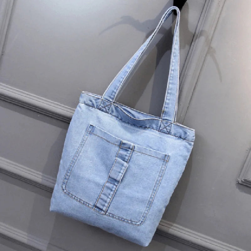 Women Shoulder Bag Street Canvas Denim Handbag Large Capacity Casual
