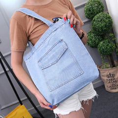 Women Shoulder Bag Street Canvas Denim Handbag Large Capacity Casual