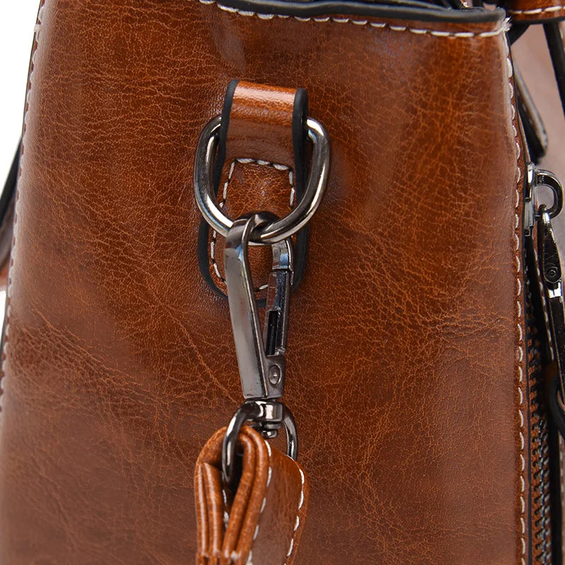 Vintage Leather Handbag High Casual Women Bag Ladies Shoulder Crossbody