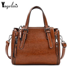 Vintage Leather Handbag High Casual Women Bag Ladies Shoulder Crossbody