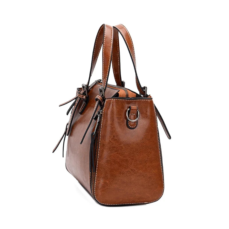 Vintage Leather Handbag High Casual Women Bag Ladies Shoulder Crossbody