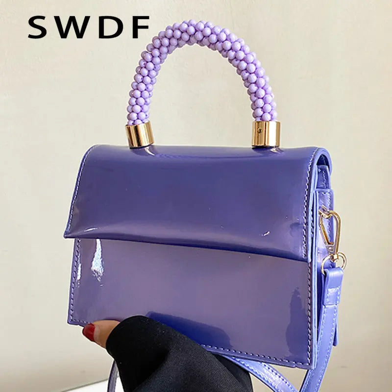 Patent Leather Shoulder Bags Prom Clutch Purple Orange Handbags