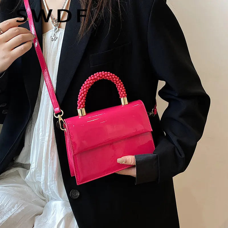 Patent Leather Shoulder Bags Prom Clutch Purple Orange Handbags