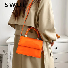 Patent Leather Shoulder Bags Prom Clutch Purple Orange Handbags