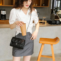 Leather Chain Crossbody Bags for Women Shoulder Bags Messenger