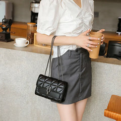 Leather Chain Crossbody Bags for Women Shoulder Bags Messenger
