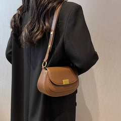Women Flap Shoulder Bags Pu Leather Crossbody Bags Retro Lady Saddle Bags