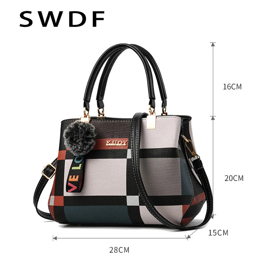 Plaid Shoulder Bag Female Ladies Totes Crossbody Bags