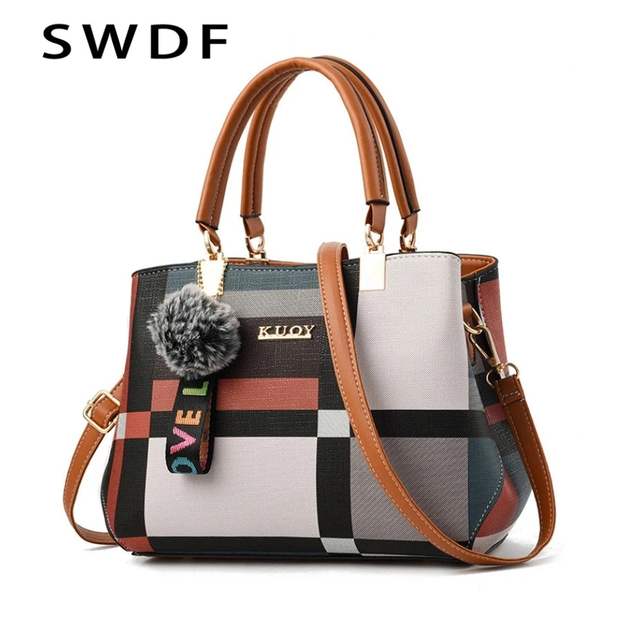 Plaid Shoulder Bag Female Ladies Totes Crossbody Bags