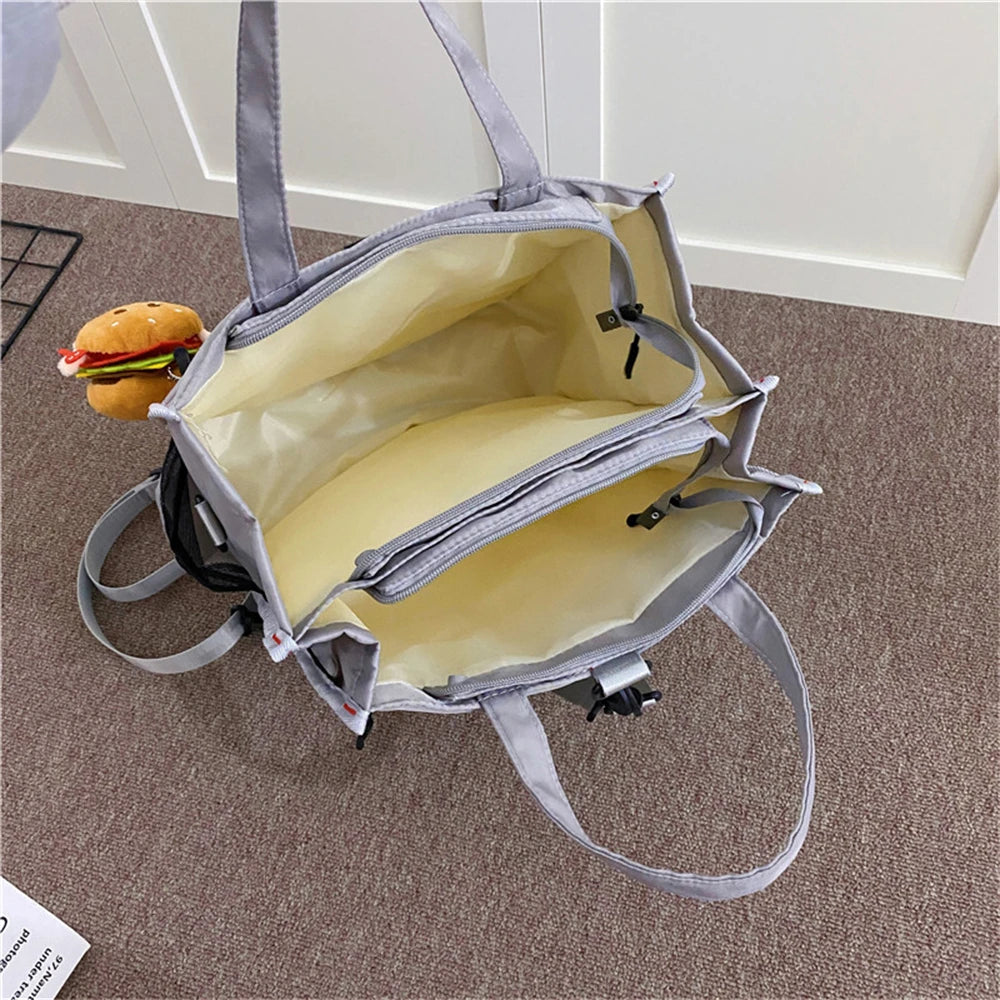 Multifunctional Ladies Student Backpack Solid High Nylon Youth Laptop Backpack