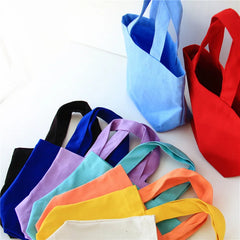 Portable Lunch Bag Solid Canvas Bag Picnic Food Bag Women Small Tote