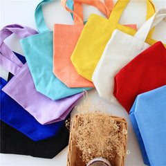 Portable Lunch Bag Solid Canvas Bag Picnic Food Bag Women Small Tote