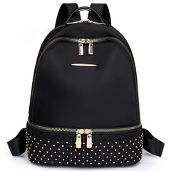 Retro Oxford Cloth Backpack Rivet Anti Theft Pocket Shoulder Bag