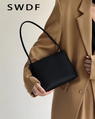 Retro Casual Lady Underarm Handbag Pu Leather Shoulder Bag