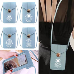 Skull Printed Crossbody Shoulder Bag for Women with Touch Screen Cell Phone