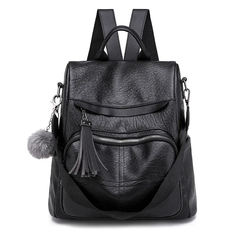 Soft Leather Backpack Women'S Retro Outdoor Travel Bag Casual Ladies Backpack