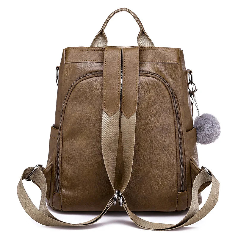 Soft Leather Backpack Women'S Retro Outdoor Travel Bag Casual Ladies Backpack