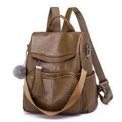Soft Leather Backpack Women'S Retro Outdoor Travel Bag Casual Ladies Backpack