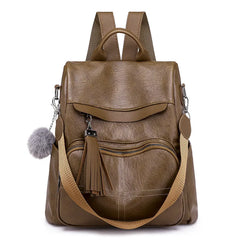 Soft Leather Backpack Women'S Retro Outdoor Travel Bag Casual Ladies Backpack