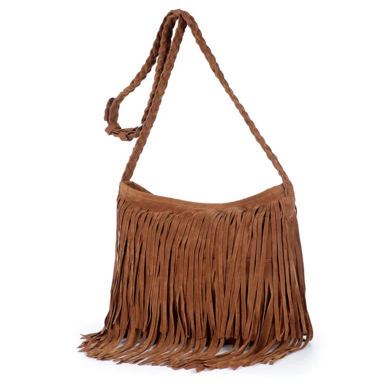 Spring Autum Hot Style Women Cross Body Bag Shoulder Bag Tassel Zipper Large Mes
