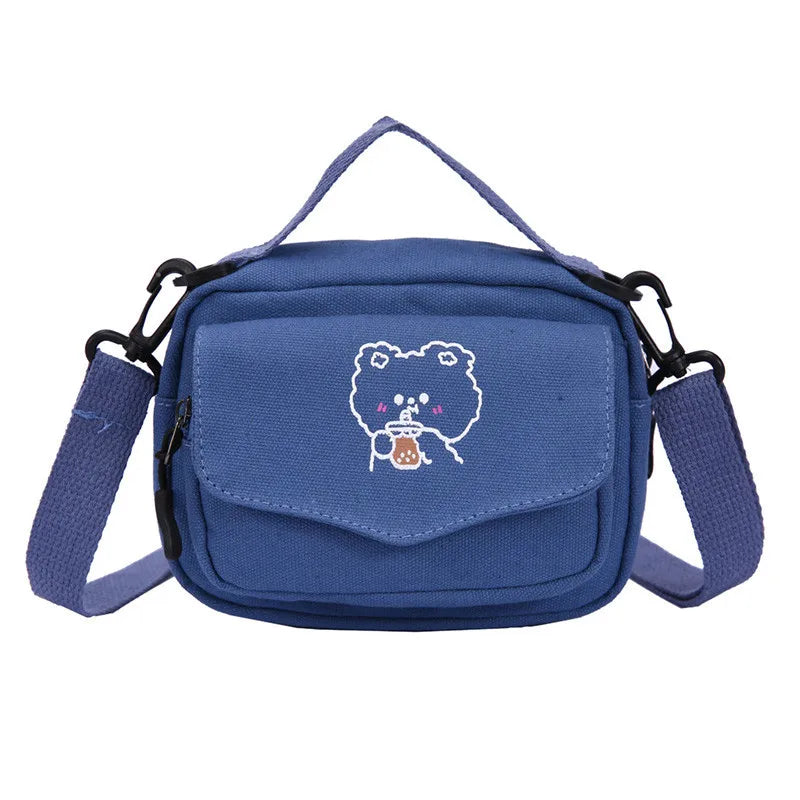 Canvas Messenger Bag Preppy Style Student Tote Shoulder Purse
