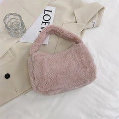 Soft Plush Women Handbags Faux Fur Small Shoulder Bags Winter Solid Female Clutc