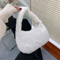 Soft Plush Women Handbags Faux Fur Small Shoulder Bags Winter Solid Female Clutc
