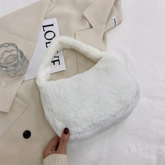 Soft Plush Women Handbags Faux Fur Small Shoulder Bags Winter Solid Female Clutc