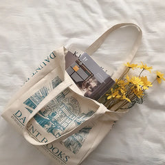 Spring Autum Canvas Shoulder Bag London Daunt Books Shopping Book Bag Handbags