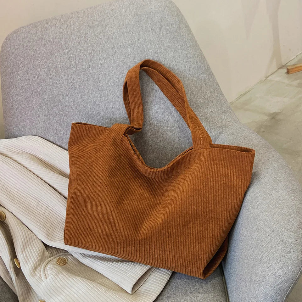 Spring Autum Women Corduroy Shoulder Bag Casual Tote Female Eco Crossbody Bag