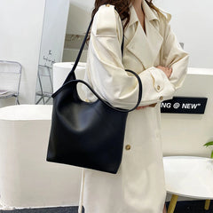 Fashionable Women Buckets Shoulder Bags PU Leather Tote